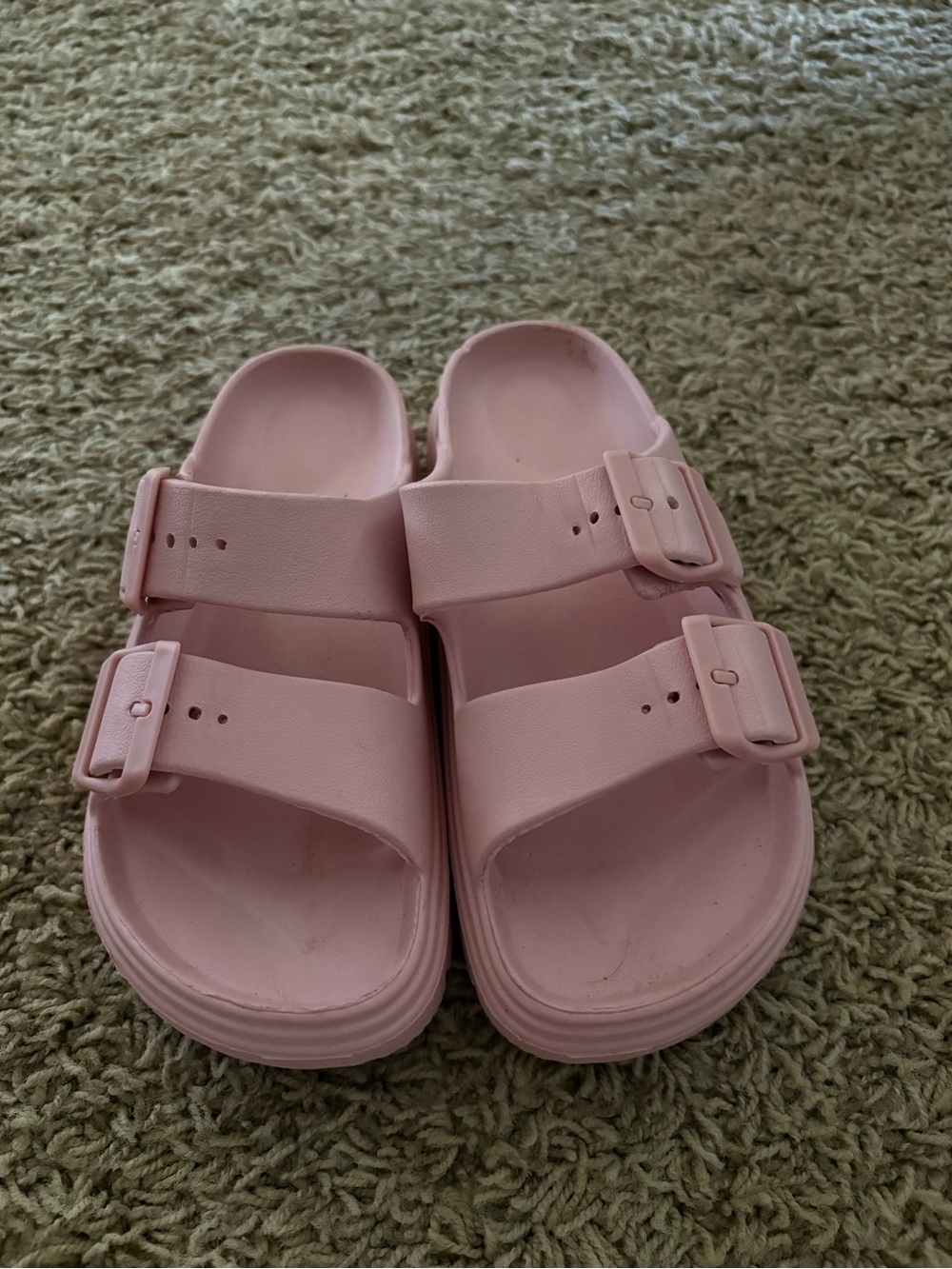 Women’s Pink Double-Buckle Slide Sandals